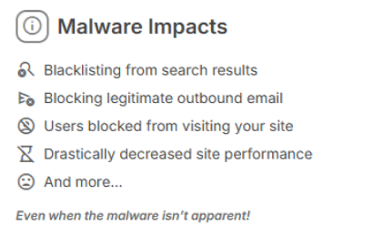 Bluehost Malware Protection - Malware Types Section Screenshot
